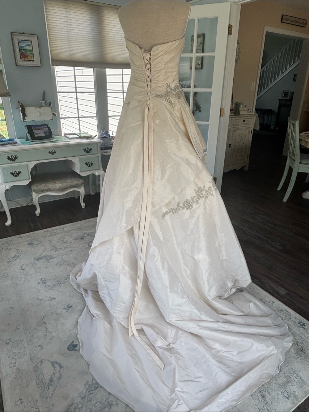 Maggie Sottero Haute Couture Ivory Strapless French Taffeta Wedding Gown - Picture 5 of 13